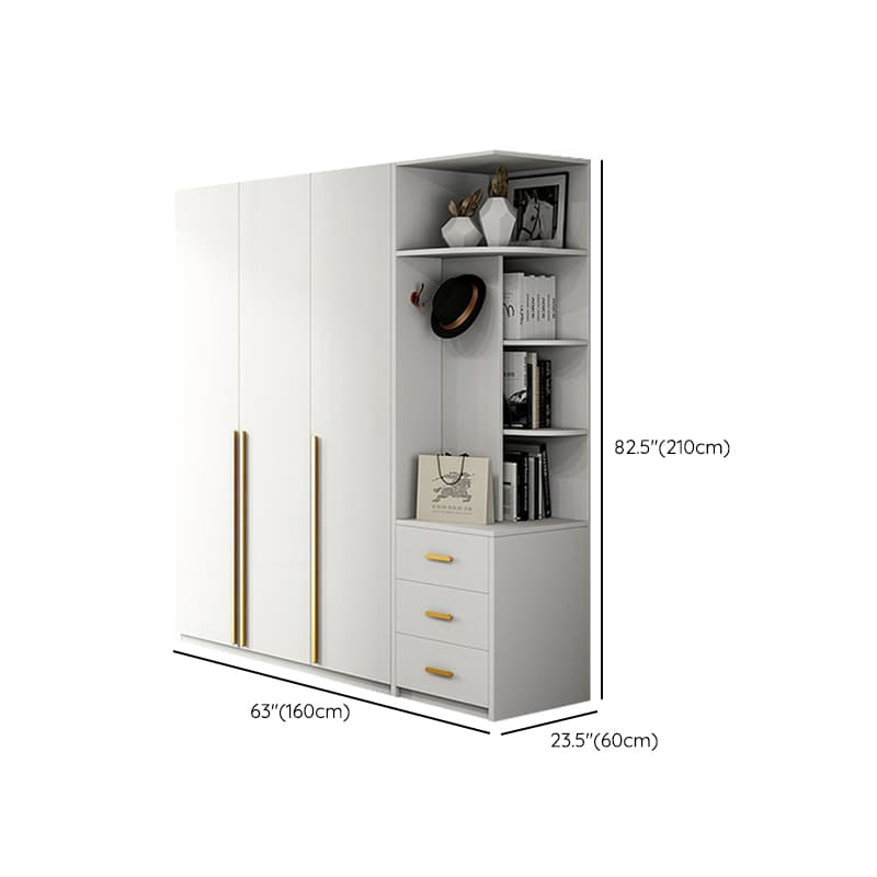 Simple Lumber White Wardrobe Armoire with Interior Shelves & Clothing Rack & Soft Close Drawer & Soft Close Door thumbnail 17
