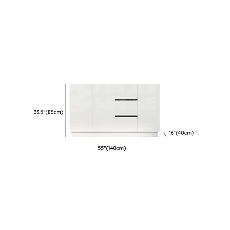 White Trendy Kitchen Storage with 3 Drawers, Standard/Narrow Size, Lumber Countertop, Variable Shelf, and Multiple Doors Options thumbnail 14