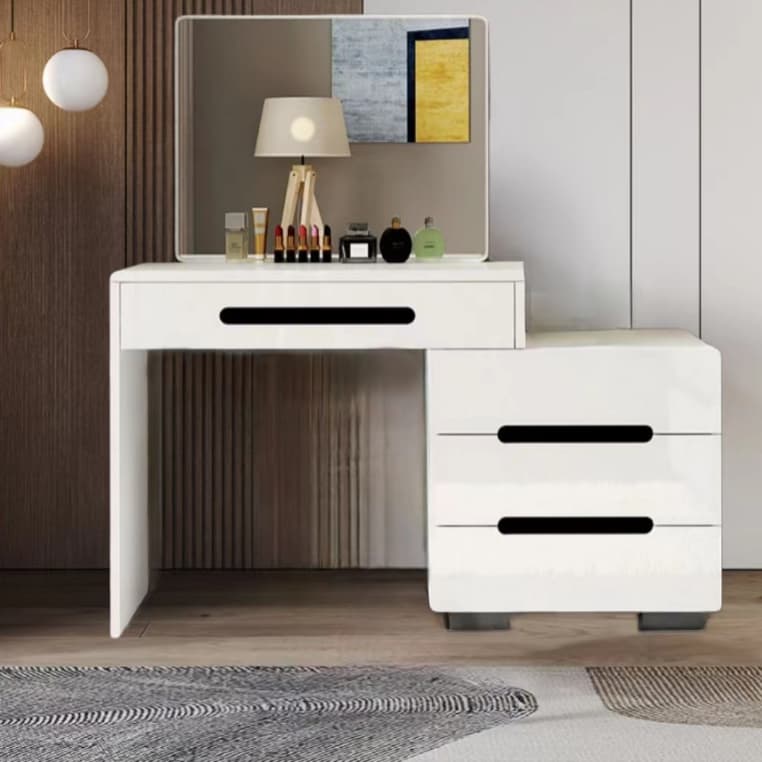 Modern 48'' White Wood Makeup Vanity & Stools with Drawers Self Close or Reserve Installation thumbnail 6