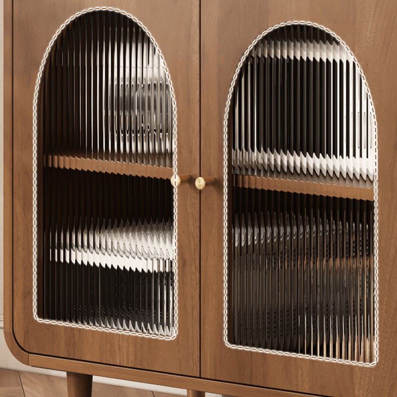 3 Drawers Modish Tan Standard Sink Cabinet with Glass Doors, 2 Shelves/1 Shelf, and Cabinets thumbnail 6