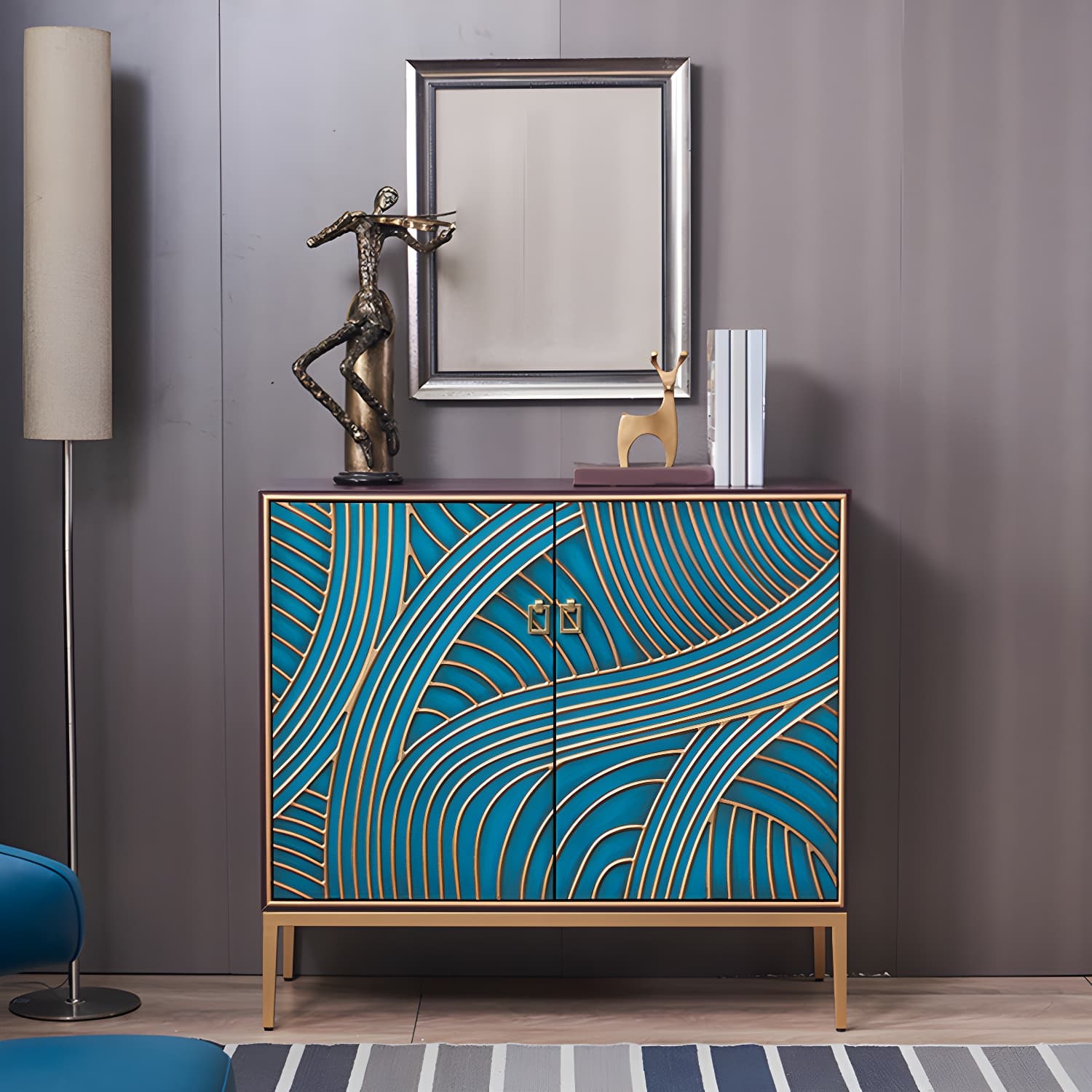 Industrial Accent Cabinet with Cup Pulls Doors and Straight Legs thumbnail 3