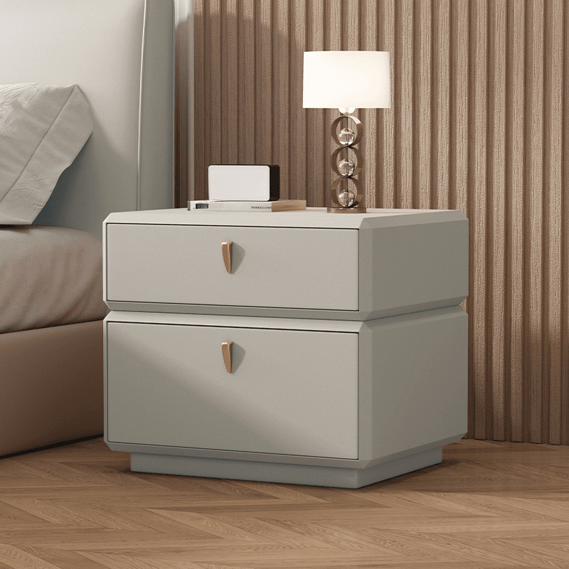 Organic Modern 2 Tiers Nightstand With Drawer Organization in Pleather thumbnail 4