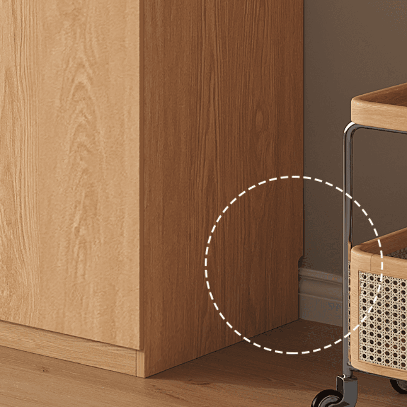 Casual Natural Finish Wood Wardrobe Closet with Soft Close Drawer, Door, Interior Shelves, and Hanging Rod thumbnail 4