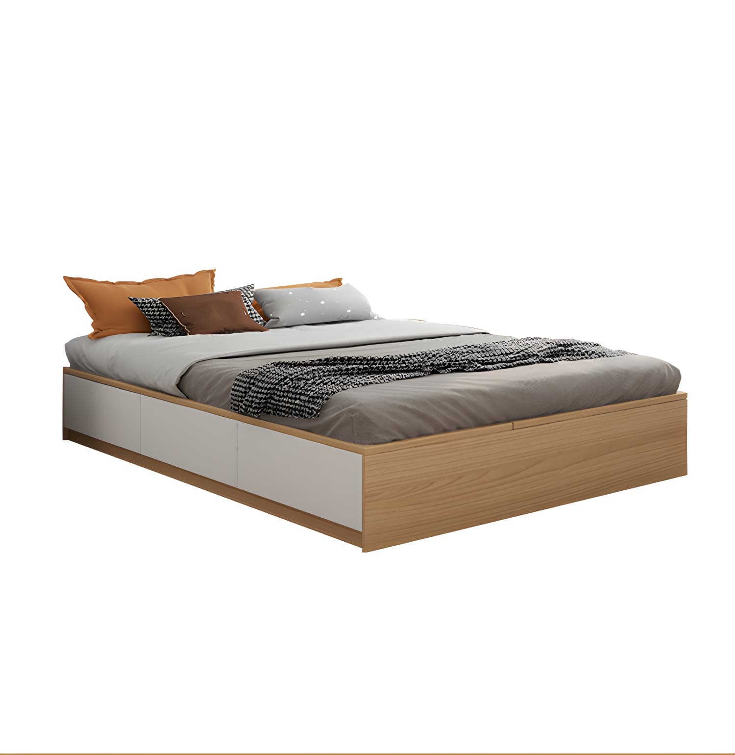Contemporary Natural Wood Mattress Included Lift Up Storage Bed Frame thumbnail 5