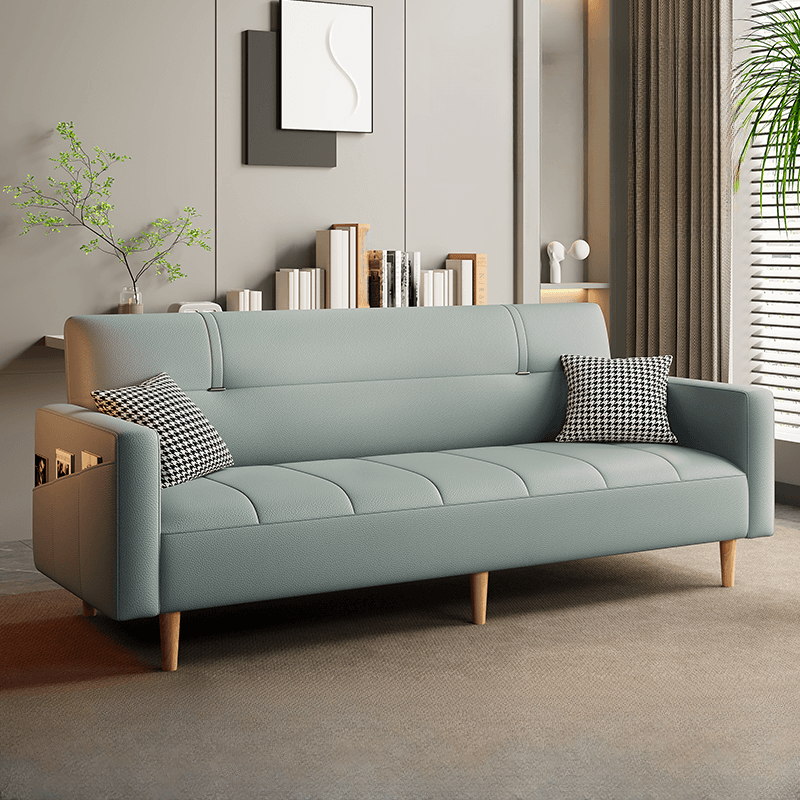 Trendy Scratch-immune Convertible Sofa in Light Gray/Light Blue/Olive Green with Arm, 4-seater/2 People/Seats 3, Receptacle Storage, and 2 Pillows thumbnail 6