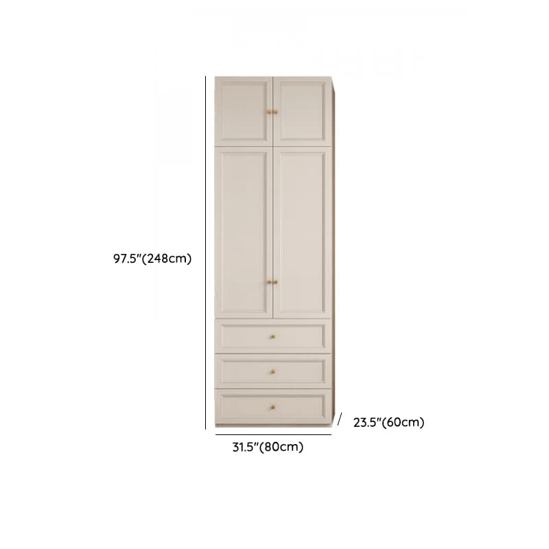 White Minimalist Laminate Wardrobe Closet with 3-Drawer, Soft Close Door, Interior Shelves, and Clothing Rod thumbnail 13