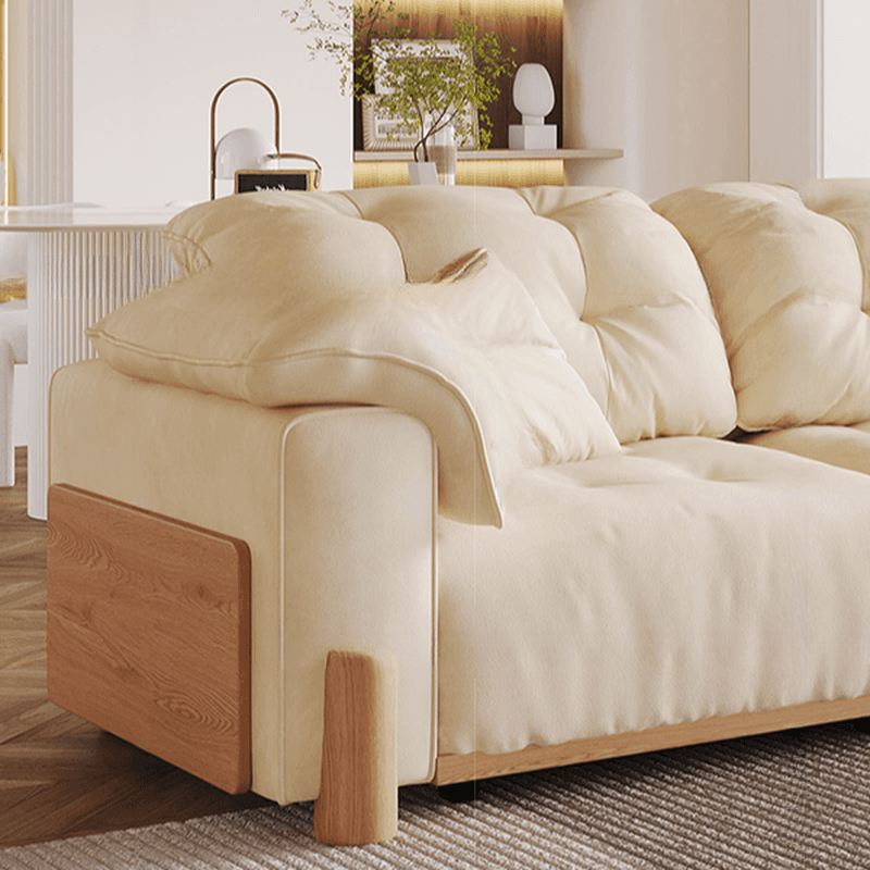 Modish Solid Color Scratch-durable Standard Sofa/Single Sofa in Off-White, Seats 4/2-seater/3 with 2 Pillows thumbnail 4