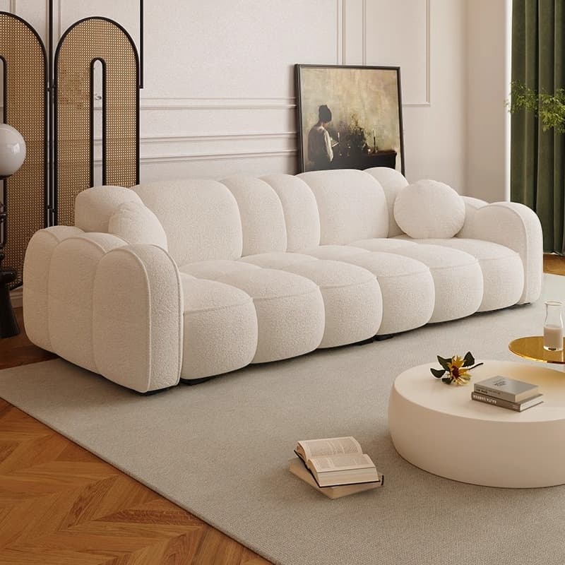 Modish Solid Color Standard Sofa Stain Resistant/Water Resistant Dove Grey/Apricot Color/Mocha with 2 Pillows & Armrest for 4 Person/3-seater thumbnail 10