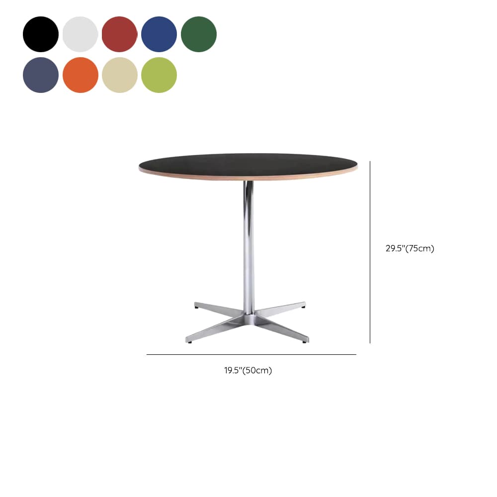 Trendy Orbicular Dining Table with Timber Top, Fixed Table Mechanism in Cerulean/Green/Apricot Color thumbnail 15