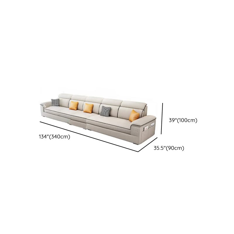 Casual L-Shape Stain Resistant Cream Sofa Recliner with Left/Right Hand Facing Square Arm and Chaise Component thumbnail 14