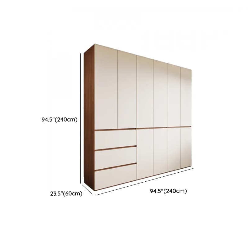 White Minimalist Manufactured Wood Independent Wardrobe Closet with Soft Close Drawer, Soft Close Door, and Interior Shelves thumbnail 20