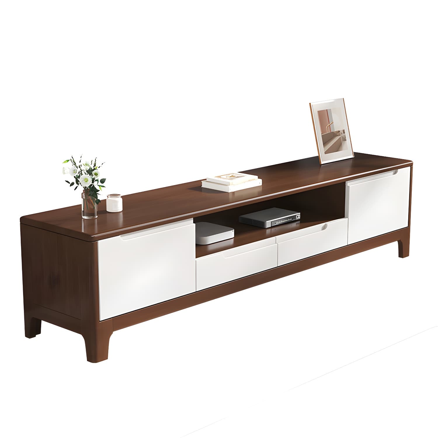 Scandinavian TV Media Stand Solid Wood TV Media Console with Drawers thumbnail 9