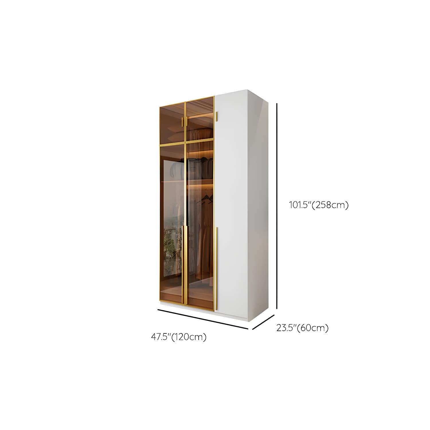 Modern White Wood Frame Wardrobe Armoire Freestanding Wardrobe with Soft Close Drawers thumbnail 22