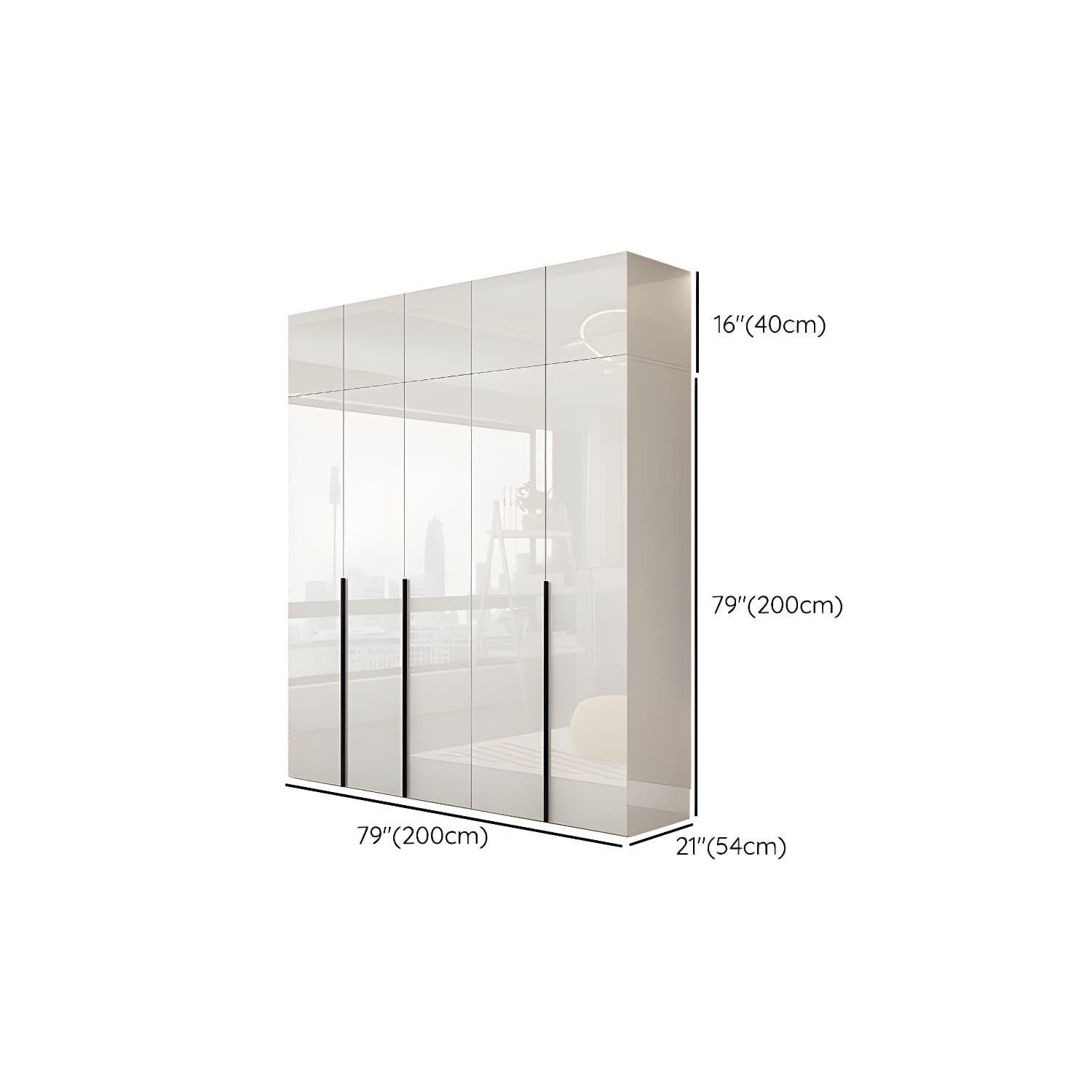 Hinged Wardrobe Armoire with Shelves White Wardrobe Closet for Home thumbnail 27