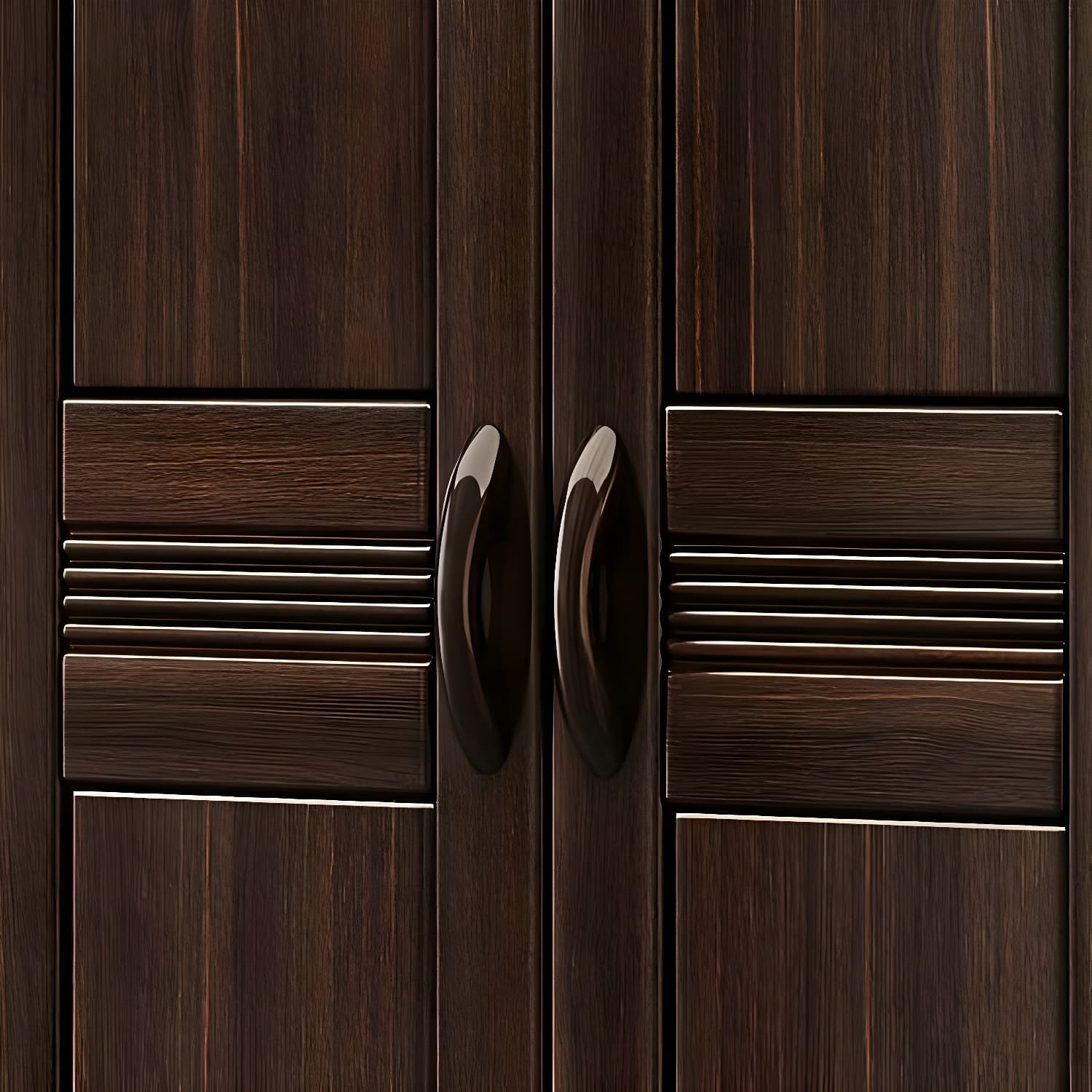 Traditional Black-brown Storage Wood Wardrobe with Clothing Rod and Shelves thumbnail 5