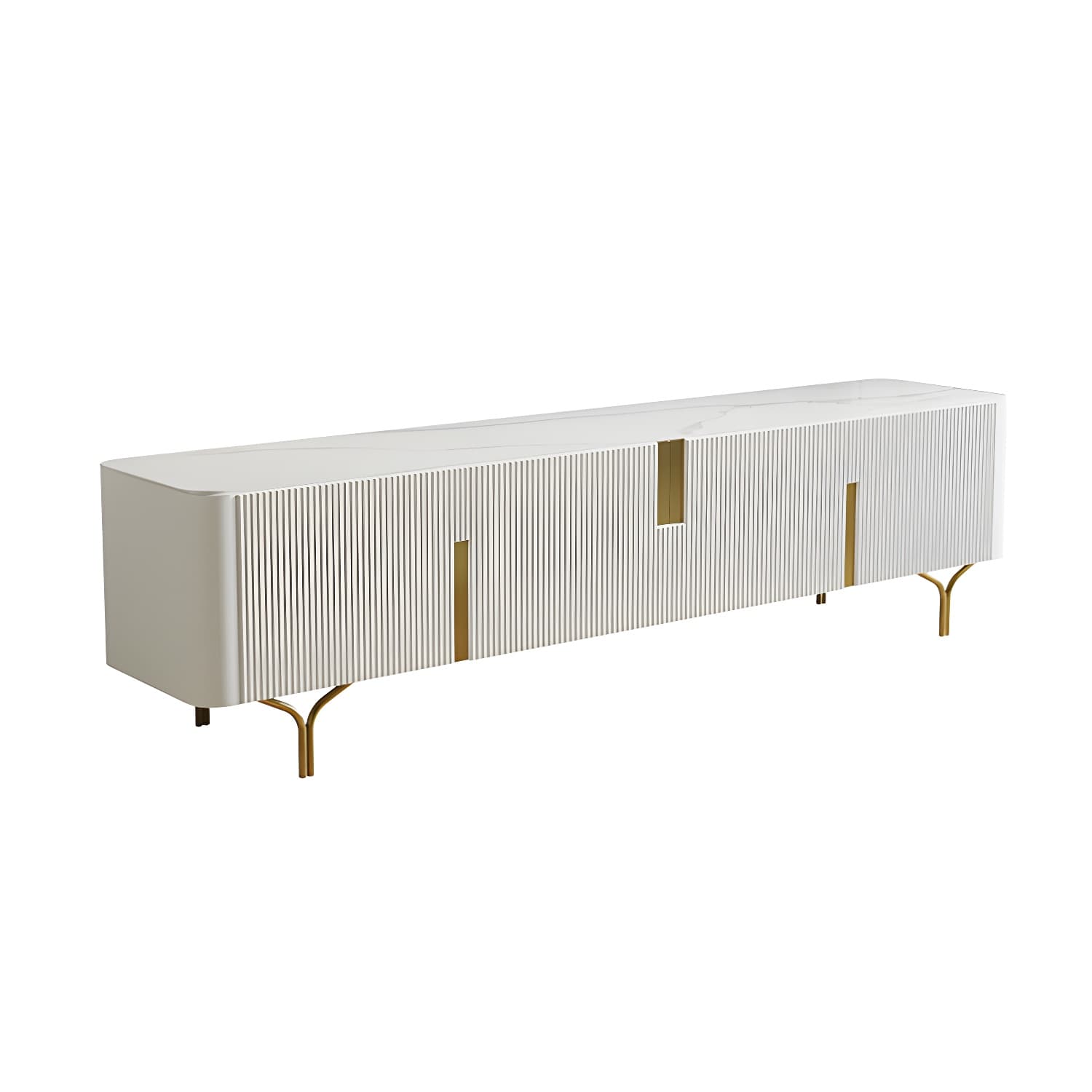 Enclosed Storage TV Stand Console Stone TV Media Console with Legs thumbnail 2