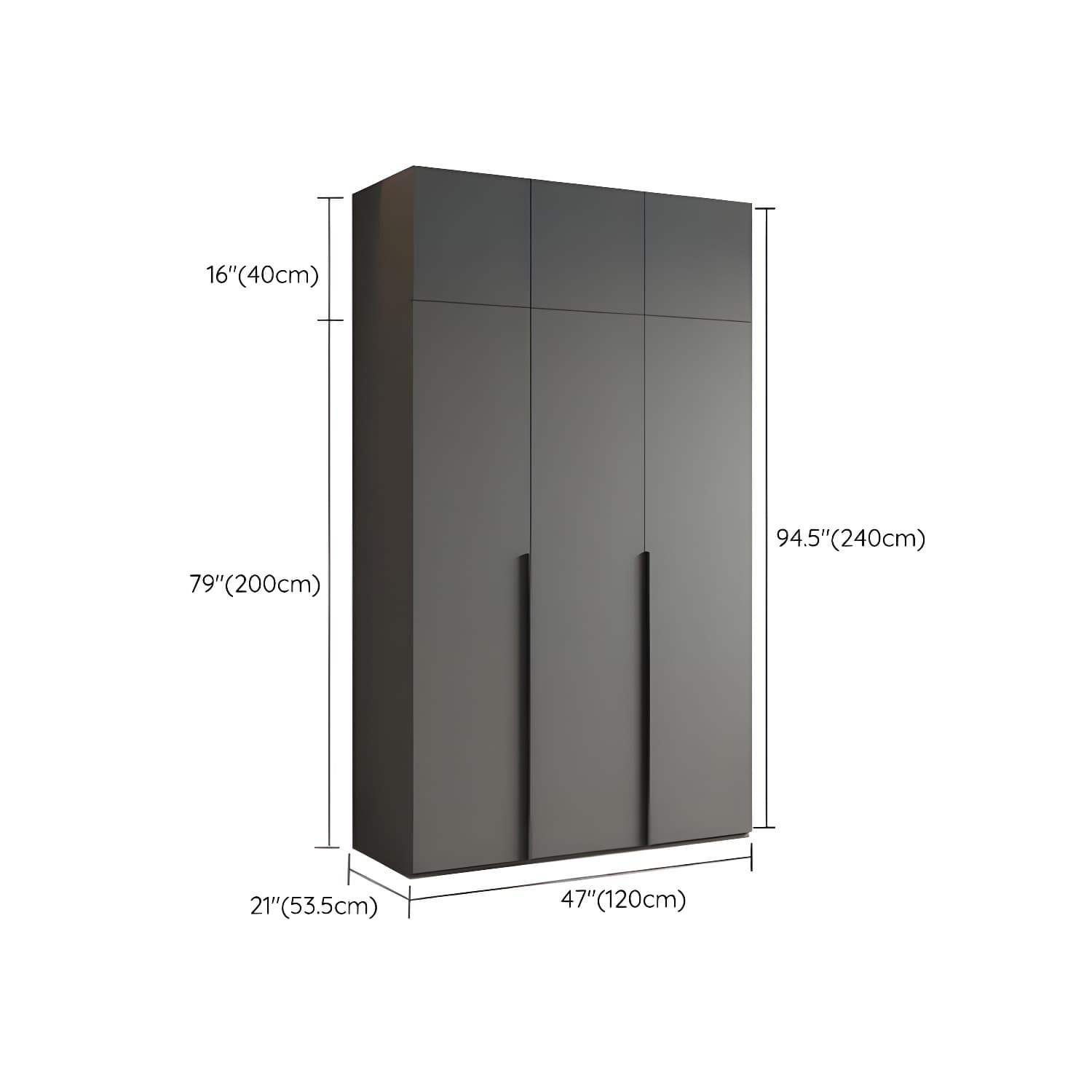 Modern Grey Wood Wardrobe Armoire with Drawers & Shelves for Ample Storage thumbnail 14