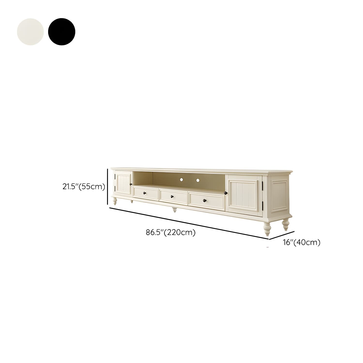 Modern Wood TV Stand with Open Storage & Cabinet Included - Standard Height - 3 Cabinets - With Legs thumbnail 16
