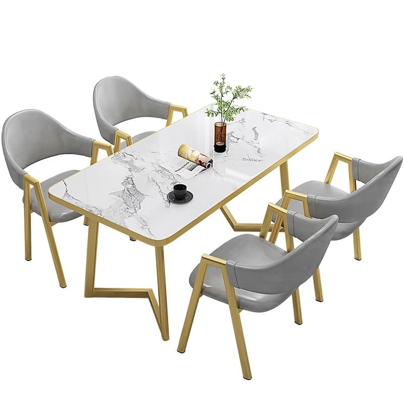 Luxurious Dining Table Set with Recycled Wood Top and Sleighing Base thumbnail 12