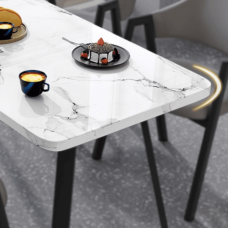 Dining Table Set with Sleighing Recycled Wood Fixed Table and Padded Chair with Back and Armrest, 5-piece thumbnail 9
