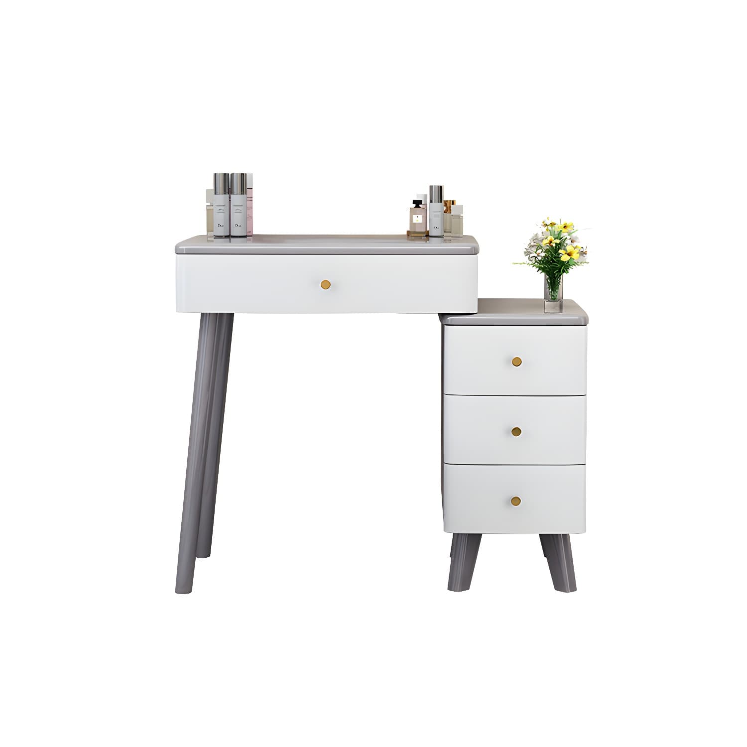 Solid Wood Makeup Vanity Desk Modern Makeup Vanity Desk Table with 4 Drawers thumbnail 13