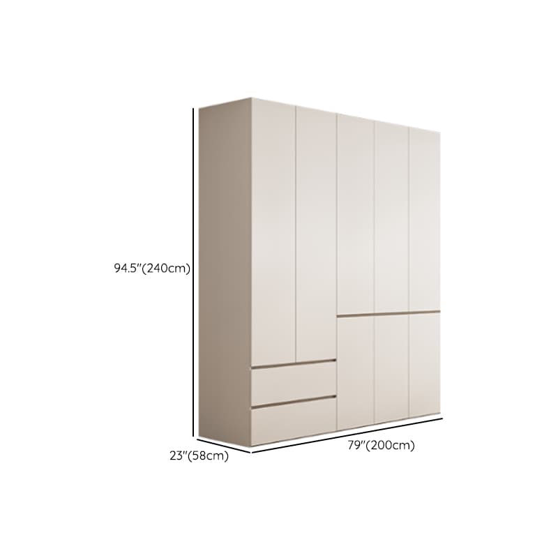 White Minimalist Manufactured Wood Wardrobe Closet with 2 Drawers, Soft Close Door, Interior Shelves, and Clothing Rod thumbnail 19