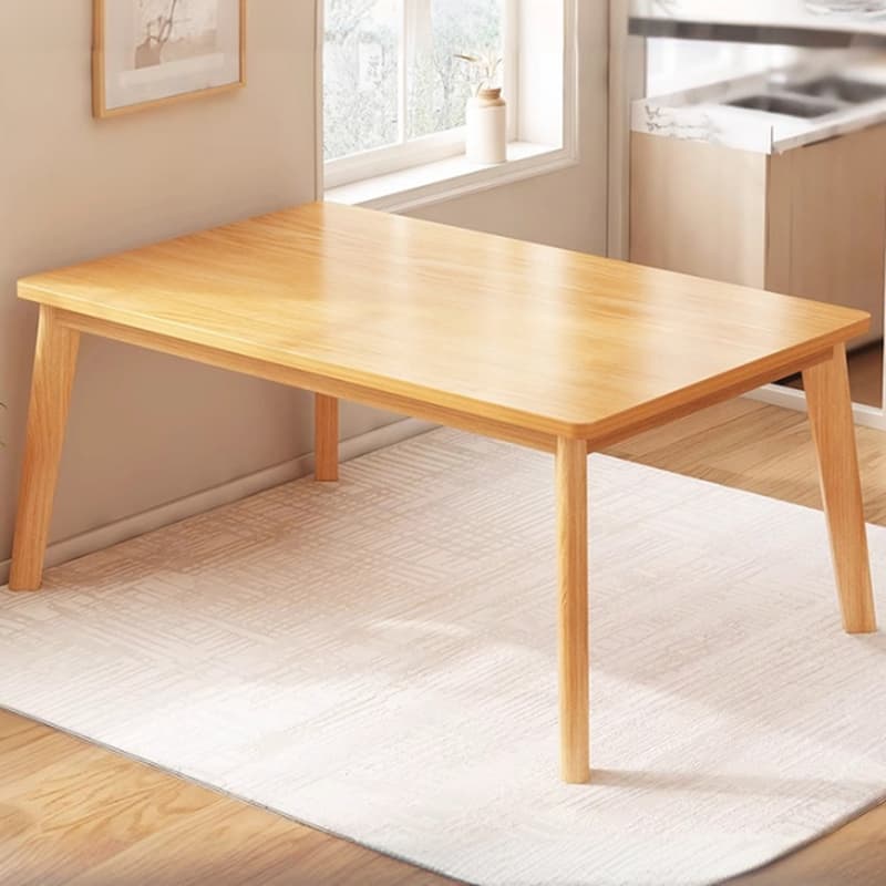 Dining Table Set with Rectangular Recycled Wood Top, 4 Legs, Fixed Table, Padded Chair with Back, Available in 5-piece/7 Piece Set/3 Pieces thumbnail 2