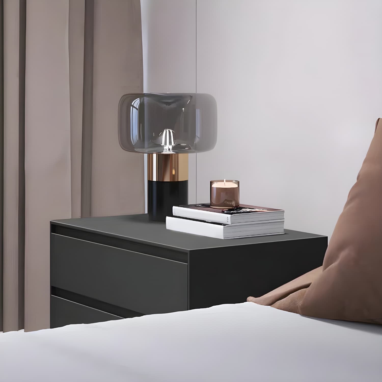 Wooden Night Table Contemporary Bedside Cabinet with 2 Drawers thumbnail 14