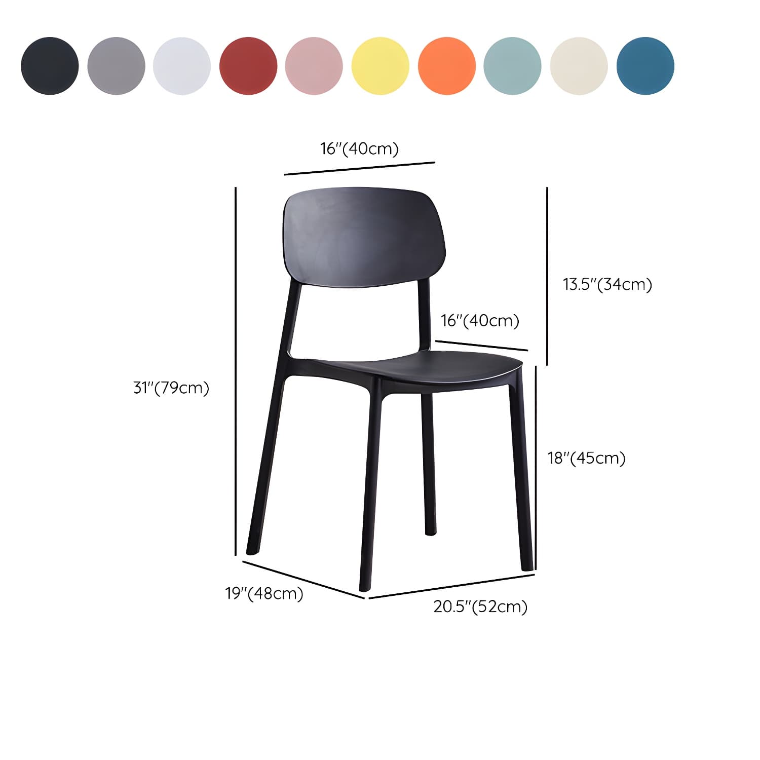 Plastic Indoor-Outdoor Side Chair Armless Stackable Dining Chairs thumbnail 20