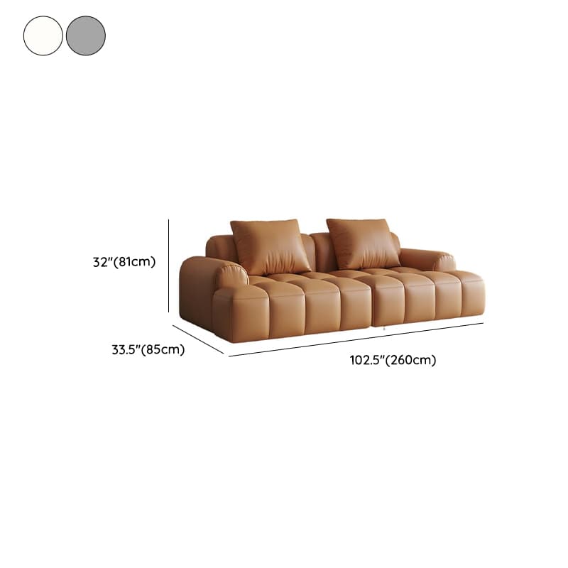 Modern Solid Color Tear Resistant Standard Sofa in Light Gray/Ivory/Citrus Color with 4-seater/Seats 5/3-seater and 2 Pillows thumbnail 12
