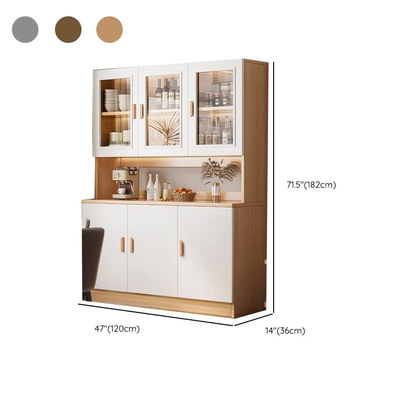 Modish Sideboard/Microwave Shelf Cabinet with Multiple Drawers, Narrow Size, 1 to 3 Shelves, Larder Storage, Timber Countertop, and Various Doors thumbnail 21