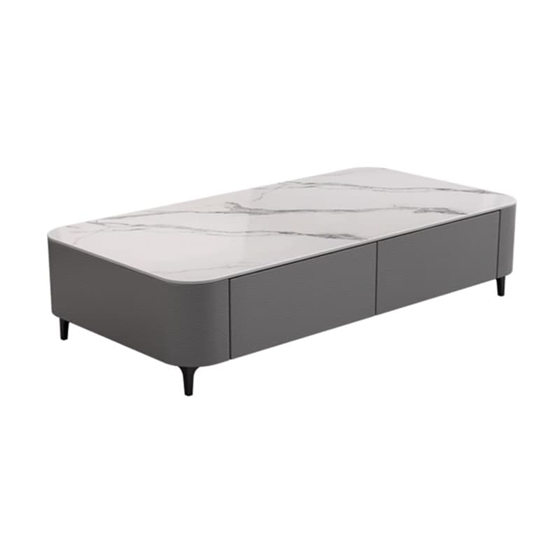 Four Leg Non-Upholstered Modern Metal Coffee Table with Storage and Drawers Standard Size thumbnail 6