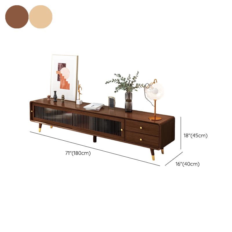 Scandinavian Style Low Height Wood TV Stand With 2 Drawers and Cabinet, Size 15.7'' x 17.7'' thumbnail 13