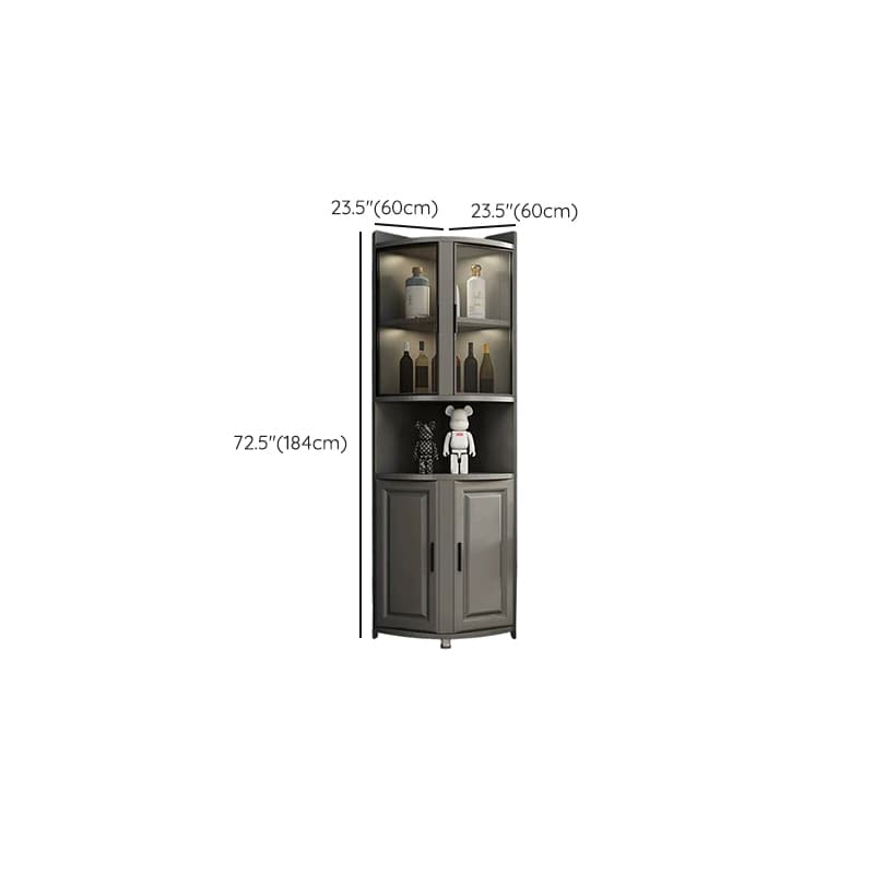 Modern Grey Corner Accent Cabinet with Gold Metal Base and Glass Doors thumbnail 17