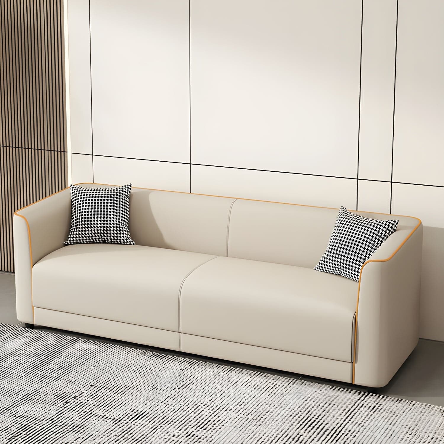 Tuxedo Arm Sofa with Tight Back 25.98" High Contemporary Faux Leather thumbnail 4