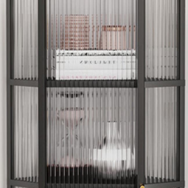Gold Corner Accent Cabinet with Glass Doors and Metal Shelving thumbnail 10