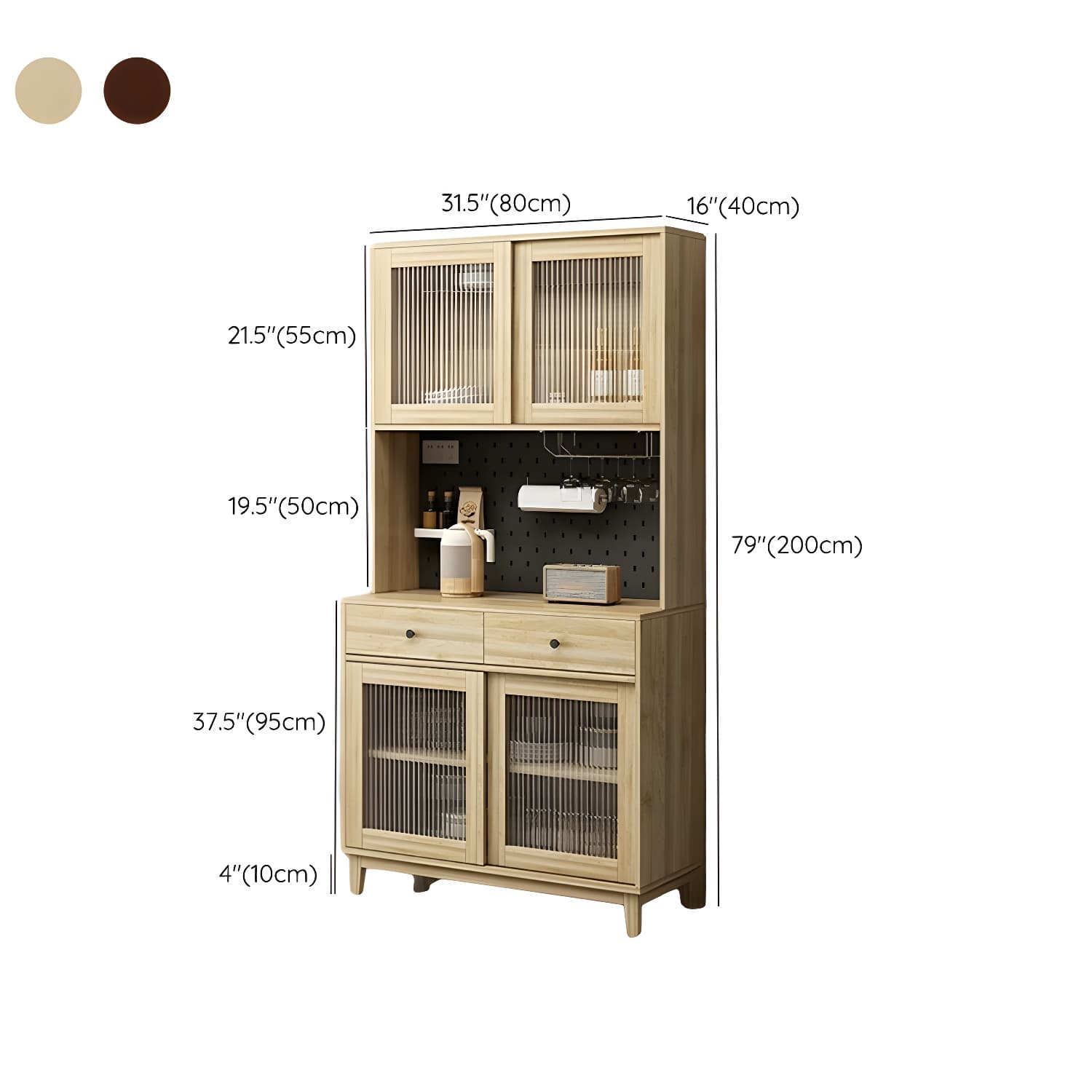 Contemporary Wood Buffet with Glass Doors and 3 Storage Drawers thumbnail 17