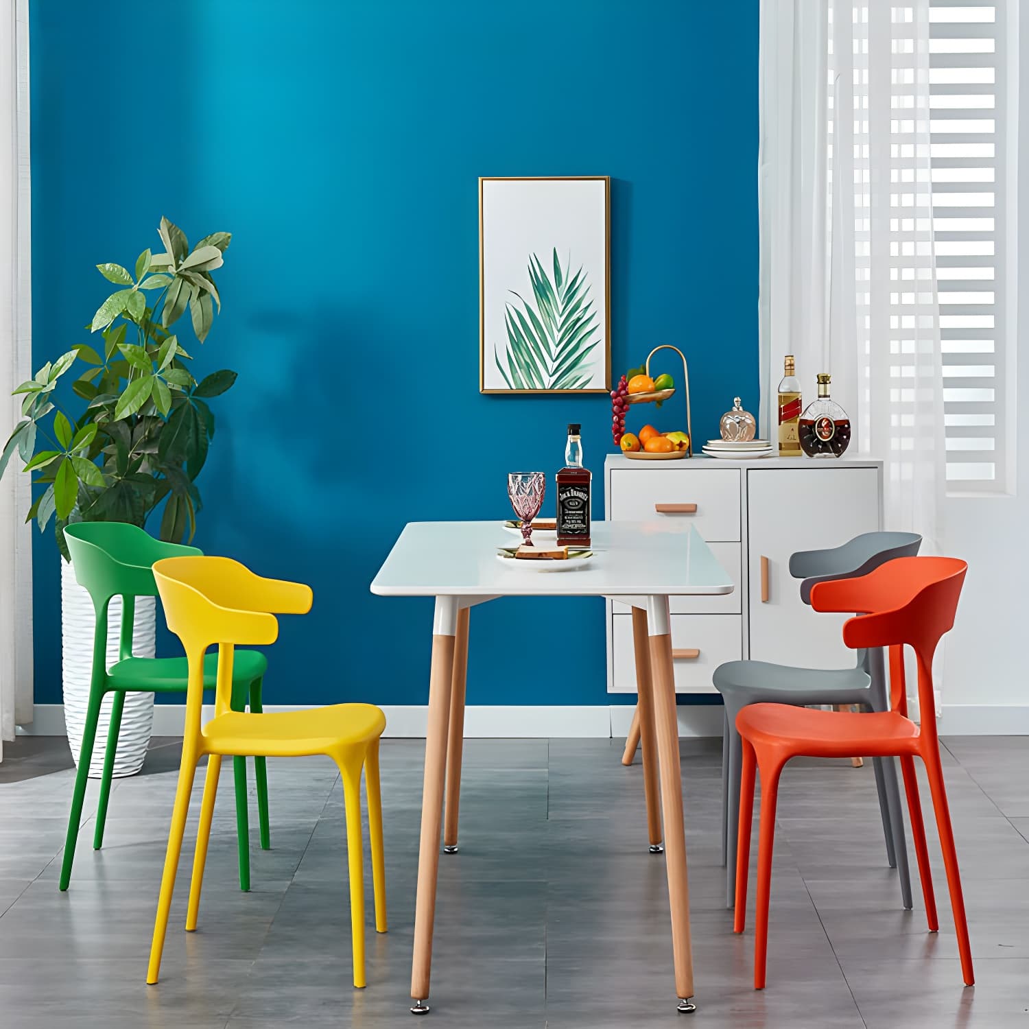 Glam Plastic Side Chair Matte Finish Open Back Dining Chair for Dinning Room thumbnail 29