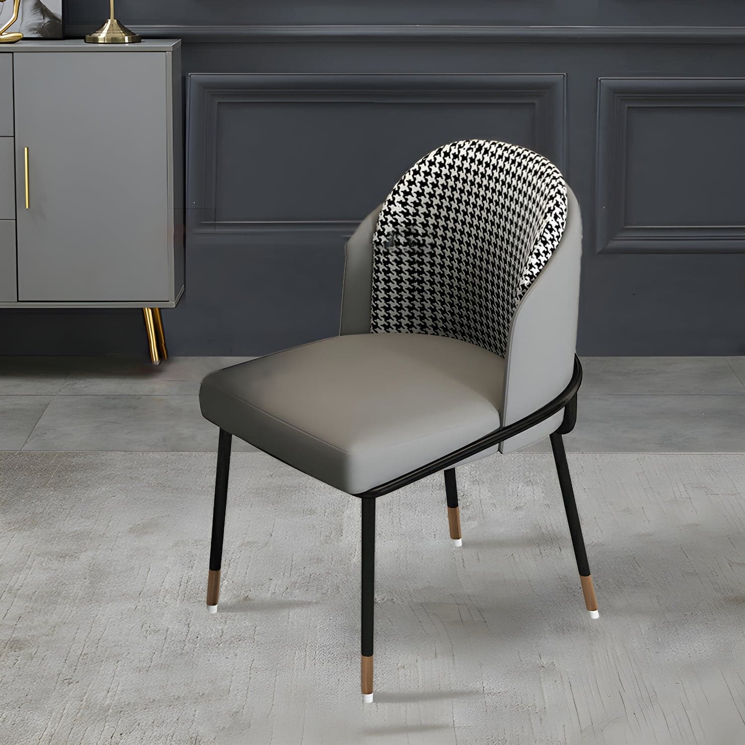 Glam Low-Back Upholstered Chair with Sleek Black Metal Legs for Kitchen & Dining thumbnail 11