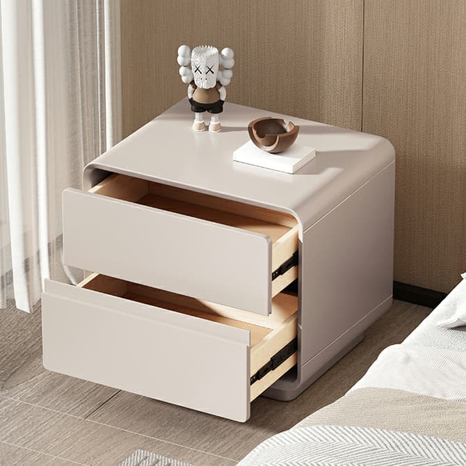 Modern Solid Wood Frame Nightstand with Silent Slide Drawers for Bedroom thumbnail 7