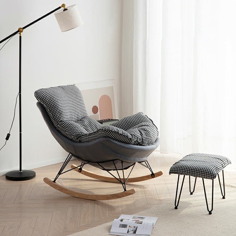 Modern Upholstered Rocking Chair Set with Slipcover and Ottoman thumbnail 3