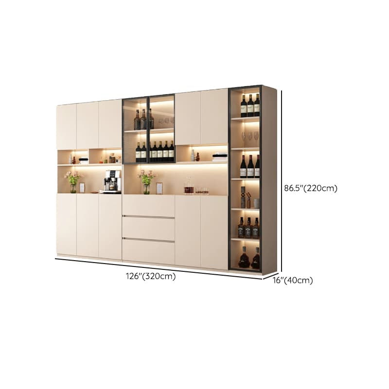 Off-White Contemporary Wood Buffet Sideboard with Cabinets and Shelves thumbnail 31