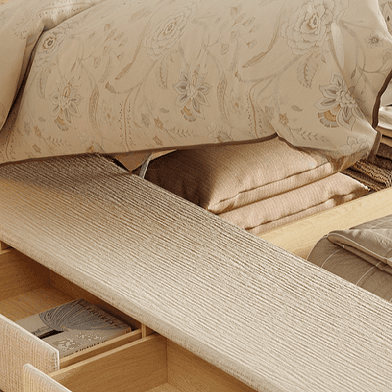 Solid Color Storage Included Panel Bed with 3 Storage Boxes and Panel Headboard, Upholstered in Sponge thumbnail 8