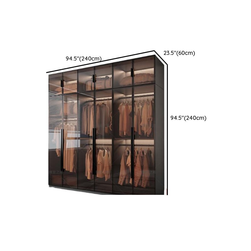 Transparent Simplistic Vitreous Wardrobe Closet with Soft Close Door, Interior Shelves, and Hanging Rod thumbnail 17