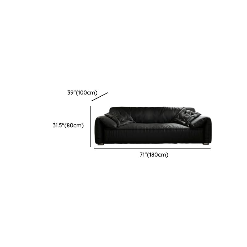 Modish Solid Color Water Resistant Standard Sofa in Midnight Black, Seats 5/4 Person/for 3 with 2 Pillows thumbnail 16