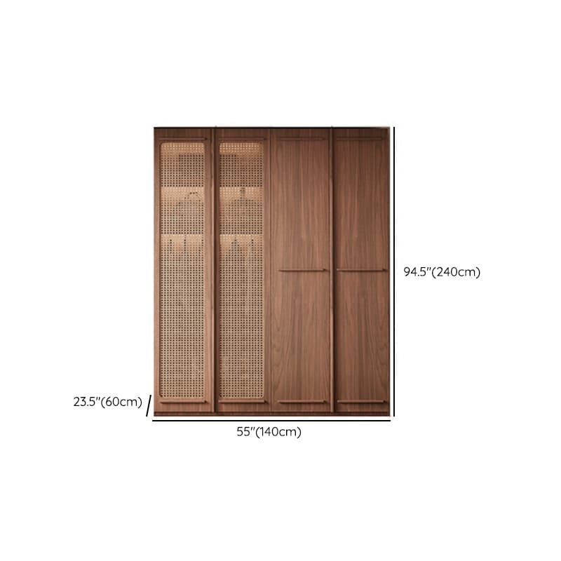 Simplistic Wood Color Timber Wardrobe Closet with Soft Close Door, Interior Shelves, and Hanging Rod thumbnail 14