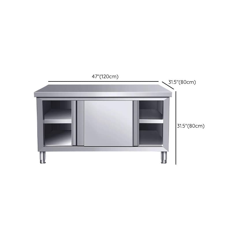 Silver Scullery Sink Cabinet with Reflecting Stainless Alloy Countertop, Self-supporting and Culinary Equipment Storage thumbnail 13