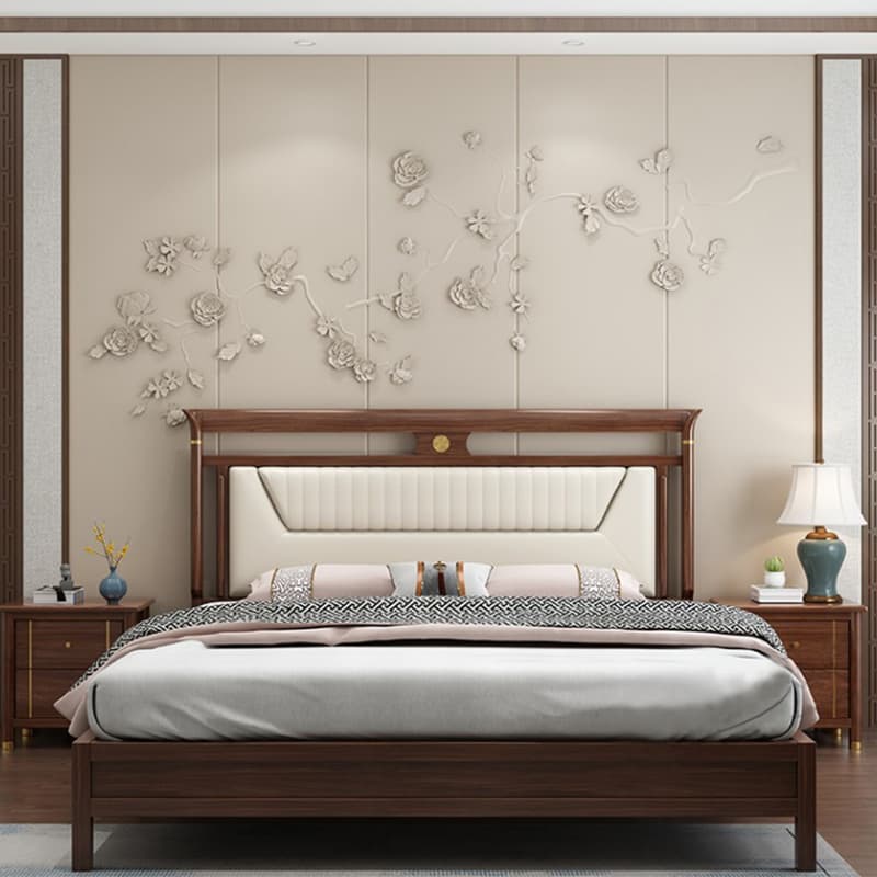 Trendy Panel Headboard in Natural Wood with No Distressing, Rectangle Shape for King/Queen/Full Bed, Featuring Sponge Upholstery and Standard Height thumbnail 7