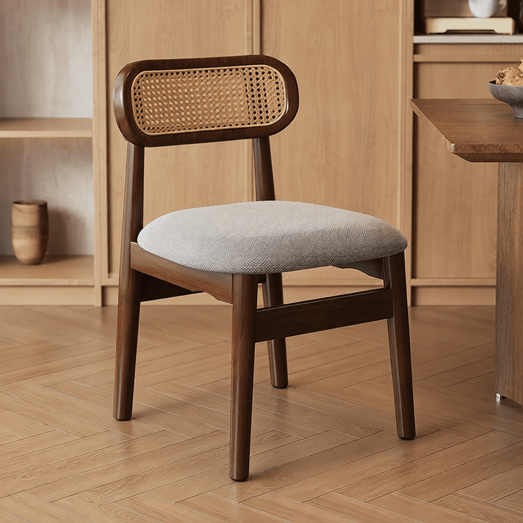 Simple Drawing Room Side Chair with Exposed Back, Upholstered Seat, and Wooden Legs thumbnail 8