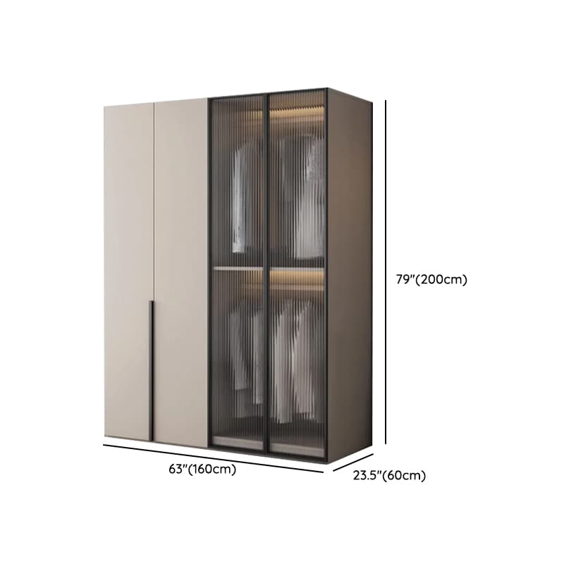 Light Gray Trendy Detached Armoire Cabinet with Soft Close Door, Interior Shelves, and Hanging Rod thumbnail 16
